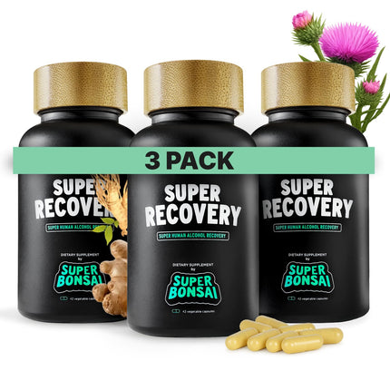 SuperBonsai Super Recovery Capsules for Post Celebration and Morning Relief - All Natural Holistic Support - 3 Capsules Taken Before Drinking and an Optional Serving After (42 Servings)
