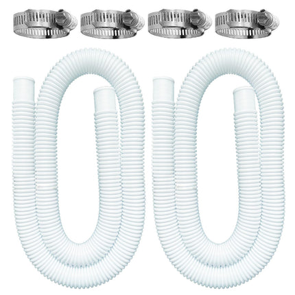 Pool Hoses for Above Ground Pools, 2 Pack 1.25 x 59 Inch Pool Filter Pump Hoses, Compatible with Intex Pool Filter Pump 607, 637 With 4 Metal Clamps(2)