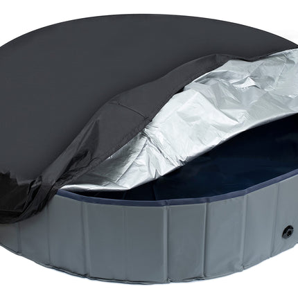 Niubya Round Dog Pool Cover, Foldable Pet Swimming Pool Cover, Waterproof Dustproof and Washable Pool Protective Cover with Drawstring Design, 64 x 12 Inches