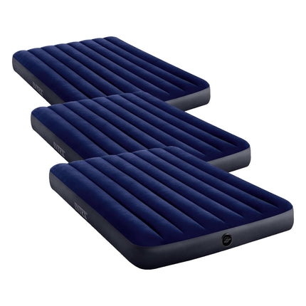 Intex 64758E Dura-Beam Standard Downy Air Mattress: Fiber-Tech,Full Size,10in Bed Height,600lb Weight Capacity,Pump Sold Separately,(Pack of 3)