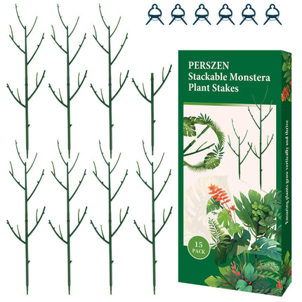 PERSZEN 15 Pack Stackable Plant Support Stakes, Garden Trellis for Climbing Plants Indoor and Outdoor Use, Plant Accessories for Potted Plants Monstera, Plant Sticks for Climbing Plant Stems