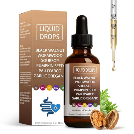 HENGRUNXIN Nutralis Black Walnut Wormwood Gut Cleanse,Wormwood Black Walnut Clove Liquid Drops with Soursop, Pumpkin Seed, Garlic Oregano, Digestion Aid & Boosts Energy,Gut Health & Absorption