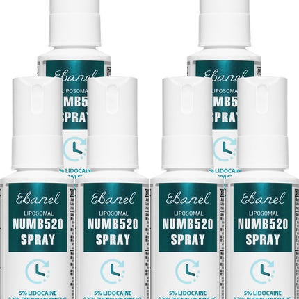Ebanel 6-Pack 5% Lidocaine Spray Pain Relief Numb520 Burn Itch Relief Numbing Spray for Skin, Topical Anesthetic Postpartum Hemorrhoid Treatment with Phenylephrine for Local and Anorectal Uses