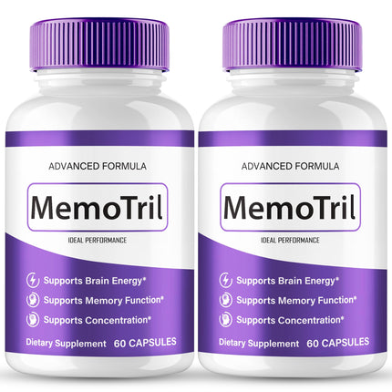 MemoTril Capsulas, Memo Tril Memory Capsules, Official Supplement for Brain Health Support - Maximum Strength, Advanced Formula Nootropic Pills, All Natural Memo Tril Capsules Reviews (2 Pack)