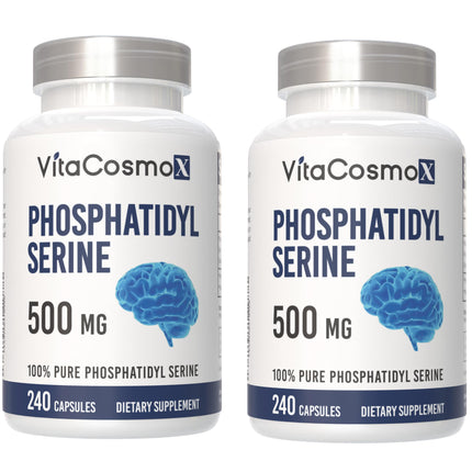 VitaCosmoX Phosphatidylserine, 500mg, 240 Veggie Capsules 100% Vegetarian, Non-GMO & Gluten Free - 2 Packs