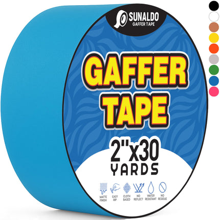 SUNALDO Gaffers Tape (2" x30 Yards) Heavy Duty, Easy Rip | Light Blue