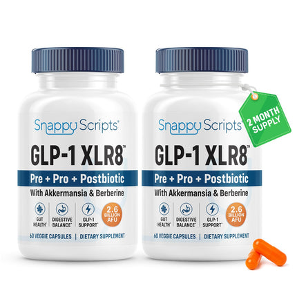 GLP-1 XLR8 Supplement for Weight Loss, Digestion, Constipation, Bloating Relief with Akkermansia 2.6 Billion AFU Live Prebiotic Probiotic Postbiotic + Berberine for Women Men 120 Capsules