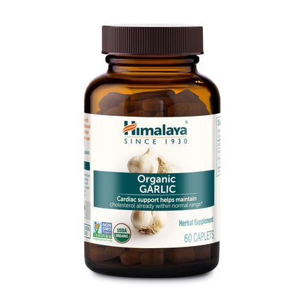 Himalaya Organic Garlic - Herbal Supplement for Lipid Metabolism and Immune Support - Vegan, Non-GMO, Gluten Free, 1400 mg, 60 Caplets
