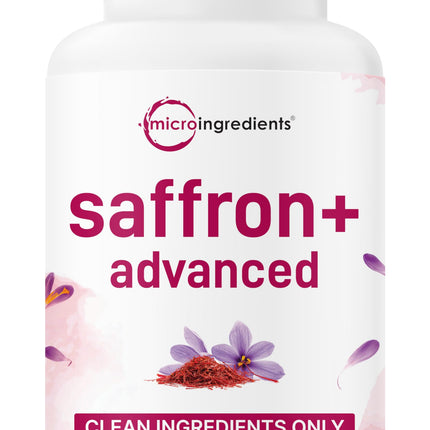 Micro Ingredients Saffron+ Advanced Supplements, 60 Veggie Capsules – 10-in-1 with Saffron Extract, High Absorption Fat-Soluble Vitamin C, Magnesium, Turmeric & KSM-66 Ashwagandha – Filler Free