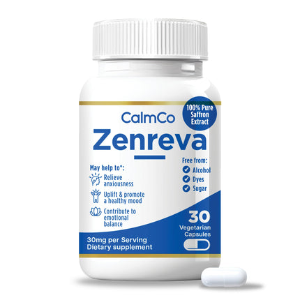CalmCo Zenreva, Pure Saffron Extract, Non-GMO Vegan Capsules, 30 Count