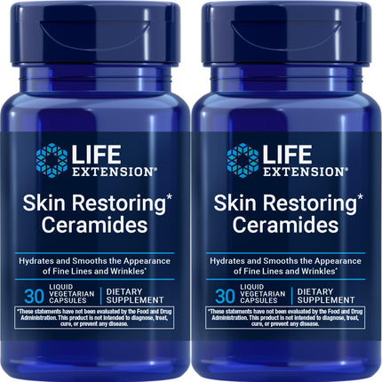 Life Extension Skin Restoring Ceramides, 30 Liquid Vegetarian Capsules (Pack of 2)