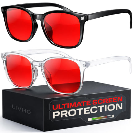livho High Tech Blue Light Blocking Gaming Glasses - Red Lenses