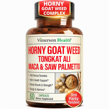 Horny Goat Weed for Men 1000mg – 9-in-1 Male Enhancing Supplement for Energy & Stamina – Hornygoatweed with Maca Root, Tongkat Ali, Saw Palmetto, Panax Ginseng & Tribulus Terrestris – 60 Capsules