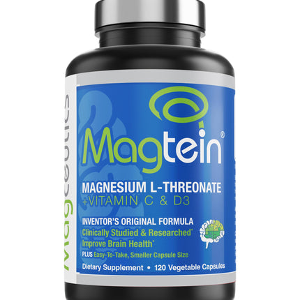 Magceutics Magtein Magnesium L-Threonate to Improve Cognition, Focus, Memory, Sleep Quality and Brain Health with Small Caps - 120 Vegetable Capsules
