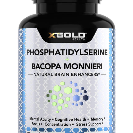 PhosphatidylSerine & Bacopa Monnieri 800 mg 2 in 1 Supplement - Natural Brain Enhancer/Nootropic for Enhanced Focus and Concentration, Memory Support, & Cognitive Function - 120 Vegetarian Capsules