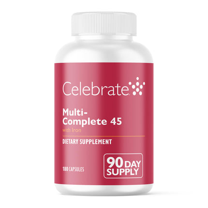 Celebrate Vitamins Bariatric Multivitamin with Iron 45 mg - Post Surgery Easy to Swallow Veggie Capsules for Gastric Sleeve & Bypass Patients, with Vitamin A, D & E, 3 Months Supply (180 Capsules)