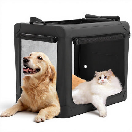 DUMOS Dog Crate 36 Inch Travel Cat Pet Carrier for Medium Large Dog, Portable Foldable Soft Pet Crate with Storage Bag & Washable Pad for Indoor Outdoor Dog Kennel Carrier (L-70lbs, Black)