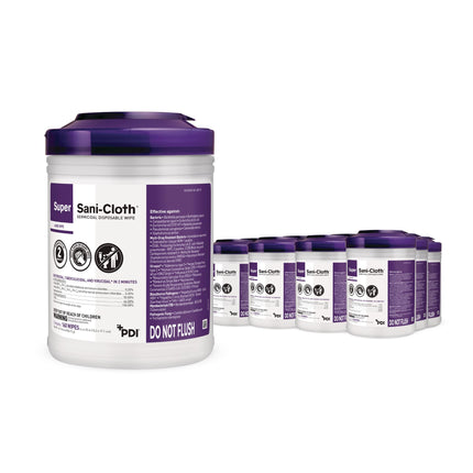 Super Sani-Cloth Disinfecting Cleaning Wipes, 12 Pack Case, 160 Count Each, Large Surface Wipes (6" x 6.75"), Multi-Surface Germicidal Cleaner for Home Health, Medical, Commercial Use