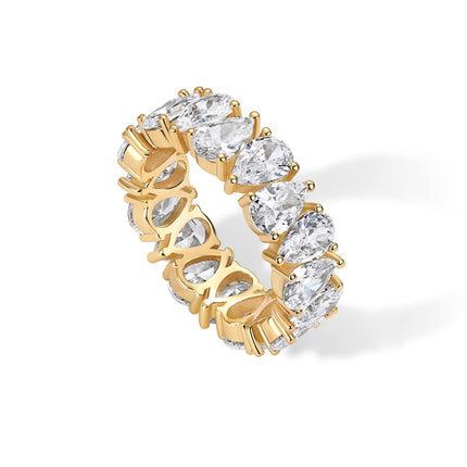 PAVOI 14K Yellow Gold Plated Pear Love Eternity Rings