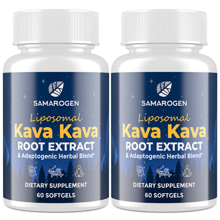 Samarogen Kava Kava Capsules Root Extract Supplement Liposomal 55% Kavalactones with Ashwagandha Chamomile Lemon Balm Passionflower for Relax & Good Sleep (120 Softgels)