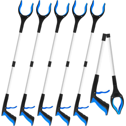 6 Pack 32 Inch Commercial Trash Grabber Tool for Elderly Assist, Foldable