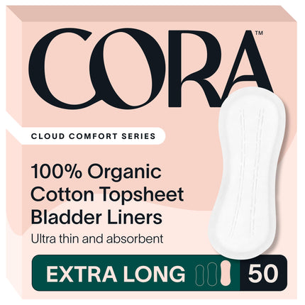Cora 100% Organic Cotton Topsheet Bladder Liners (50 Extra Long Bladder Liners)