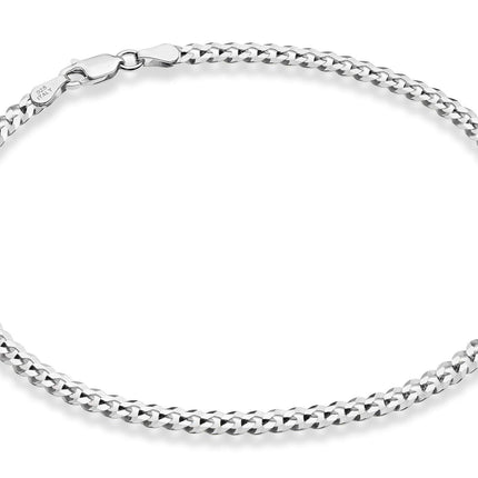 Miabella Solid 925 Sterling Silver Italian 3.5mm Diamond Cut Cuban Link Curb Chain Anklet for Women, Made in Italy (sterling silver, Length 10 Inches)