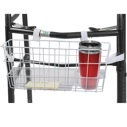 HealthSmart Durable Walker Accessories Basket For Walker | No Tools Needed | Secure Cup Holder & Tray | Walker Accessories Bag - Easy Installation Walker Basket For Folding Walker | 16x5.5x7 inches