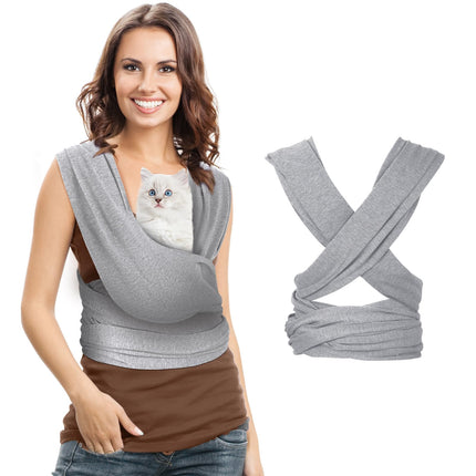 Clysee Dog Sling Carriers, Cat Wrap Carrier Chest, Front Facing Dog Sling, Hands Free, Size Adjustable, Soft Cotton, Swaddle Bag for Outdoor(Light Grey)