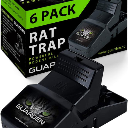 Rat Trap Six Pack - Indoor and Outdoor Traps for Mice, Voles, Rats, Chipmunks - Easy to Set, Powerful Snap, Quick Kill - by Guarden