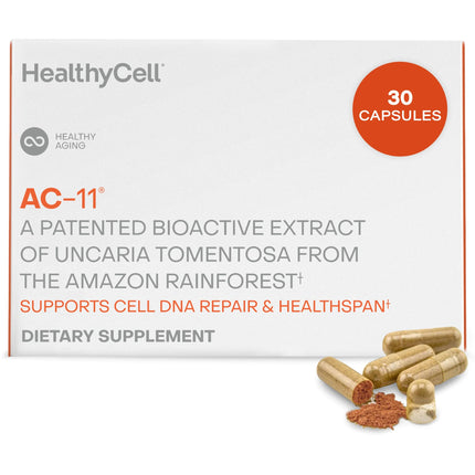 Healthycell Anti-Aging Supplement for DNA Repair and Stem Cell Health, AC-11 - Bioactive Extract of Uncaria Tomentosa (Cat’s Claw) Supports a Healthy Immune System - Vegan, Soy-Free & Gluten-Free