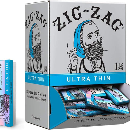 ZIG-ZAG Rolling Papers 1 ¼ Ultra Thin (48 Booklets) - 32 Sheets Each - Slow Burning Rolling Papers
