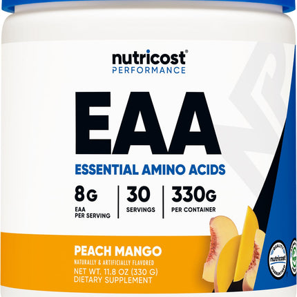 Nutricost EAA Powder 30 Servings (Peach Mango) - Essential Amino Acids - Non-GMO, Gluten Free, Vegetarian Friendly