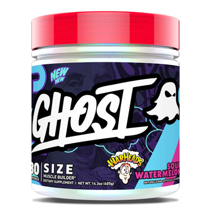 GHOST Size Muscle Builder Dietary Supplement - Warheads Sour Watermelon, 30 Servings – Support Muscle Growth & Strength Building for Men & Women - Creatine & Betaine - Free of Sugar & Gluten