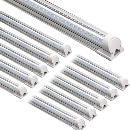 Barrina LED Shop Lights 8FT, 72W 10000LM 5000K, Daylight White, T8 LED Garage Lights, V Shape Clear Cover, High Output Tube, Linkable 8 Foot LED Strip Light for Workshop, Warehouse with Plug, 10 Packs