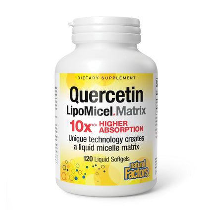 Natural Factors Quercetin LipoMicel Matrix - Supports Immune Health & Capillary Health - Antioxidant Support Supplement with Highly Absorbable Quercetin - 120 Softgels (120 Servings)