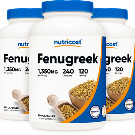 Nutricost Fenugreek Seed 1350mg, 240 Capsules (3 Bottles) - Gluten Free, Non-GMO