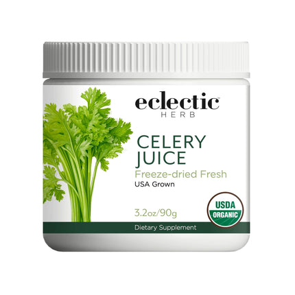 Eclectic Herb - Organic Celery Juice Powder | Nutritional Supplement | Hydration + Wellness Support, Vitamins + Minerals | Freeze Dried, USDA Organic, Non-GMO, Vegan, Gluten Free (3.2 oz | 90 g)