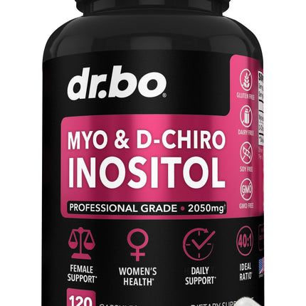 Myo-Inositol & D-Chiro Inositol Supplement Capsules - 40:1 Ratio Inositol Supplement for Women 2050mg with Vitamin B8 Pills - Natural Supplements for Female Women Support & Womens Health 120 Capsules