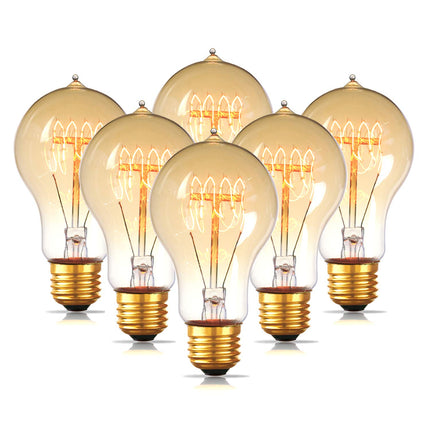 Jslinter 6-Pack Edison Light Bulb 60 Watt Dimmable A19 Vintage Warm Bulb