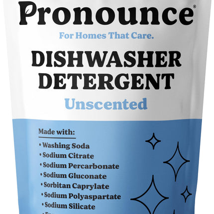 Pronounce Dishwasher Detergent Powder - Cleaner Ingredients, Fragrance Free - Ultra Concentrated, Cuts Grease and Grime, Dishwasher Pods Alternative. (80 Loads, Unscented)