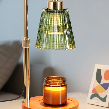 Green Candle Warmer Lamp with 24h Cycle Timer, Dimmable Wax Melt Warmer