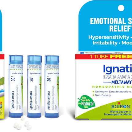 Boiron Ignatia Amara 30C Homeopathic Medicine for Relief from Emotional Stress, Hypersensitivity, Irritability, and Moodiness - (240 Pellets), (Pack of 6)