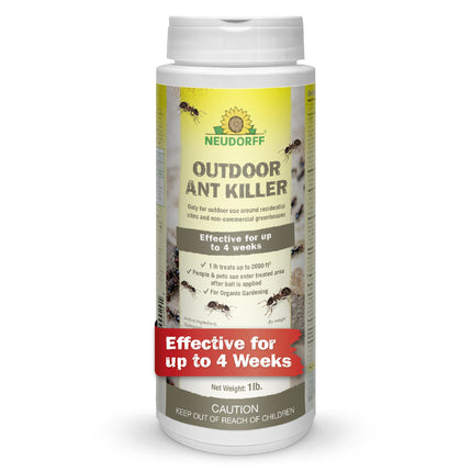 Neudorff Outdoor Ant Killer, Ant Bait Granules 1 lbs Treats up to 2,000 sq. ft. & Lasts up to 4 Weeks, Home Perimeter Treatment for Organic Gardening, Insect Bait Attracts and Kills (1 LB. (Ants))