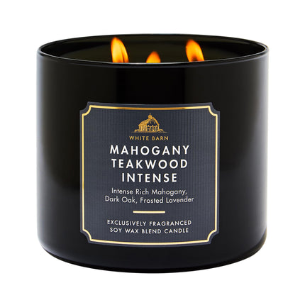 Bath & Body Works 3-Wick Candle, Mahogany Teakwood Intense, Soy Wax Blend