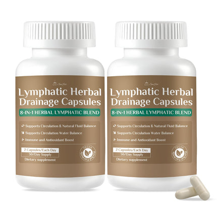 SpenHerb Lymphatic Drainage Capsules Supplements, 8-in-1 Herbal Lymphatic Blend Support Circulation and Natural Fluid Balance, Non-GMO Pure,120 Capsules/2 PCS