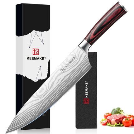 KEEMAKE 8" Chef Knife, Ultra Sharp Kitchen Knife with Ergonomic Handle