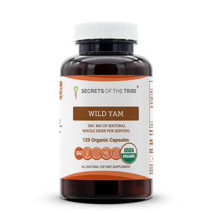 Secrets of the Tribe Wild Yam USDA Organic 120 Capsules | Made with Organic Vegetarian Capsules and Responsibly farmed Wild Yam (Dioscorea Villosa) Dried Root (120 Capsules)