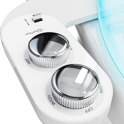 CLEAR REAR Bidet Attachment for Toilet Seat -Non-Electric with Self Cleaning Nozzles, Leak Proof Connectors, Adjustable Water Spray, Rear & Feminine Wash - Toilet Bidet Upgrades (Cold & Warm Water)