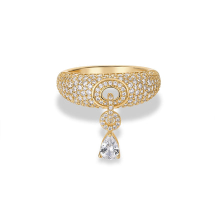 PAVOI 14K Yellow Gold Plated Dangle Wedding Ring for Women, Yellow Gold